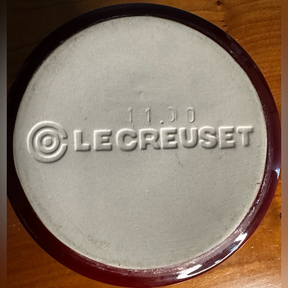 EUC/New? Cerise Ceramic Utensil Holder / Crock 5" Diameter / 5.5" Tall - Picture 6 of 6